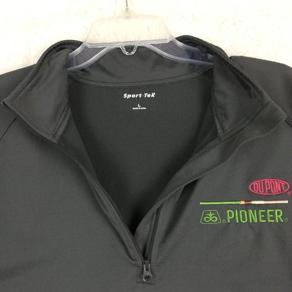 Pioneer Sport Tek Mens Sweatshirt Gray Lightweight 1/2 Zip Pullover Logo L - Picture 9 of 12